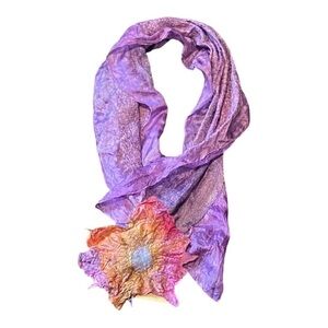NWT Handmade Silk Purple Scarf Kate Ramsey Artisan Collection Mad In Ireland
